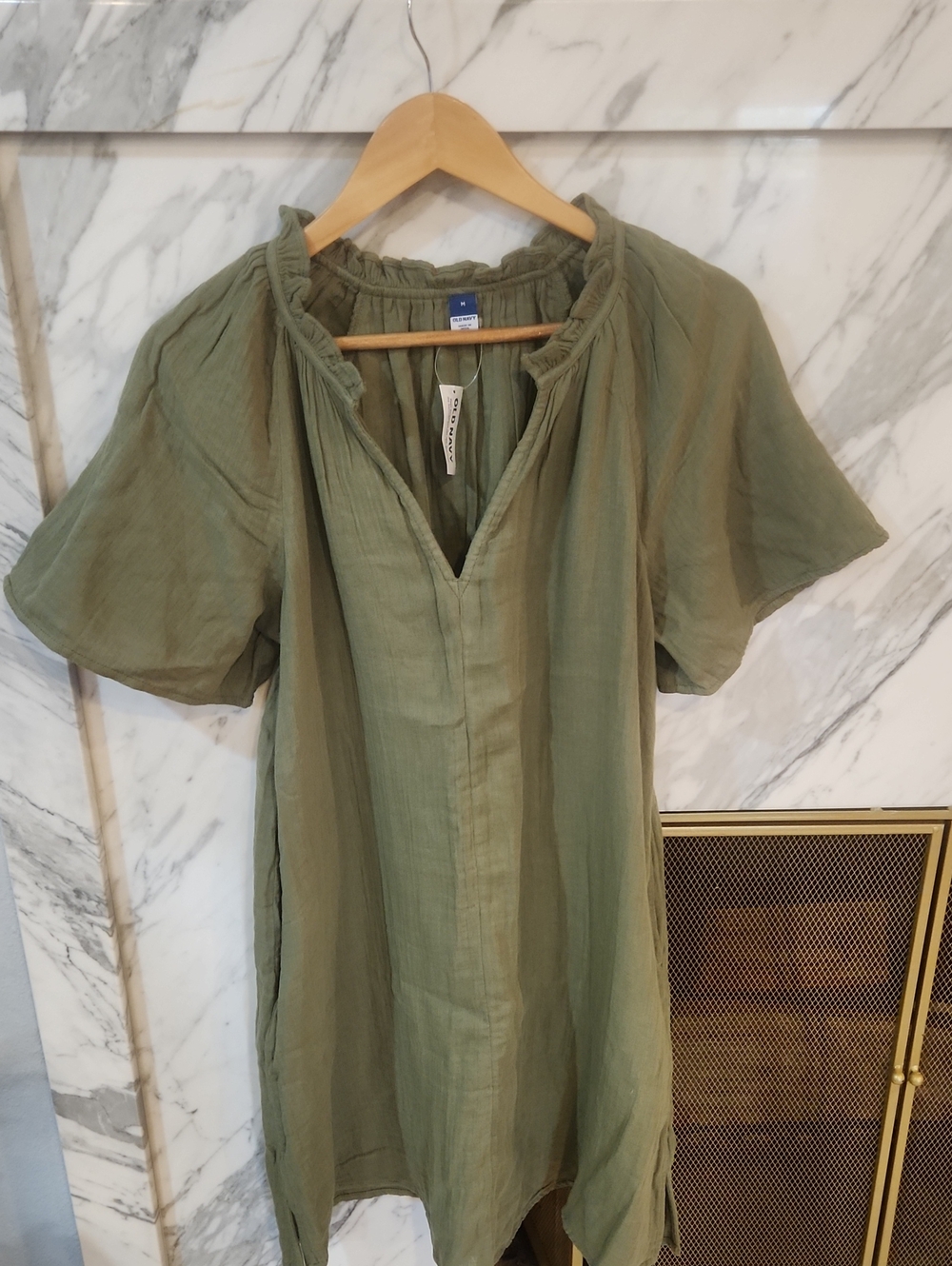 Old Navy 8Olive Green Gauze Tunic Dress